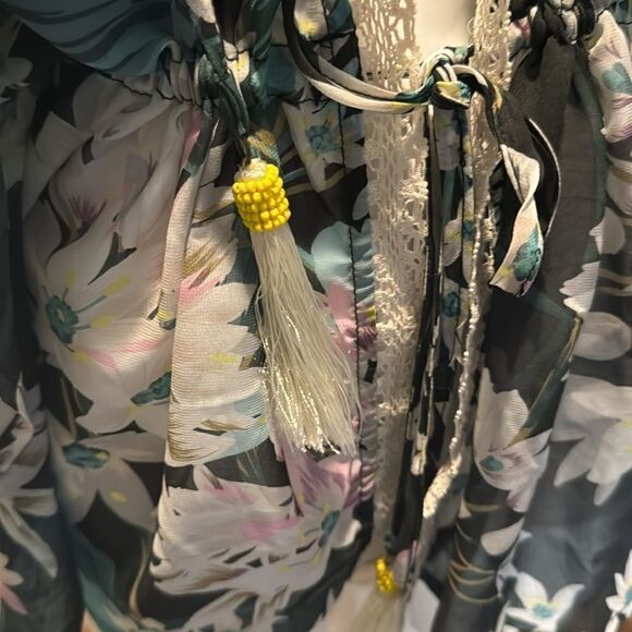 Miss Me Green tropical Floral Print Sheer Kimono Cardigan - Picture 8 of 11